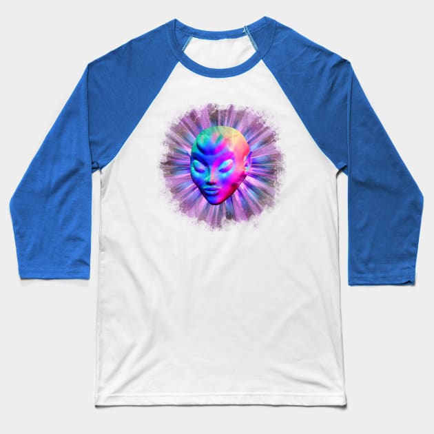 Alien Psychedelic Meditation Baseball T-Shirt by BluedarkArt